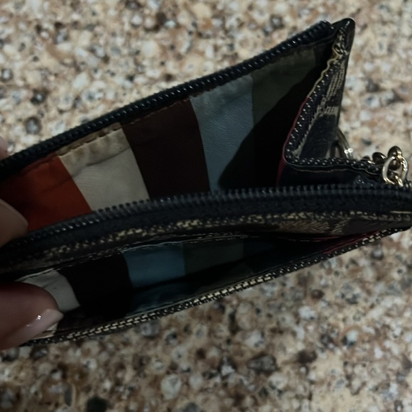 Coach key chain with card/money holder. Color is navy with cream logo - Picture 5 of 5